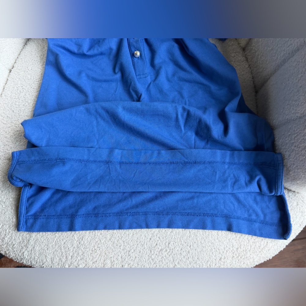 Tory Burch Blue Ruffle Collar Polo with Logo Buttons - Picture 8 of 9